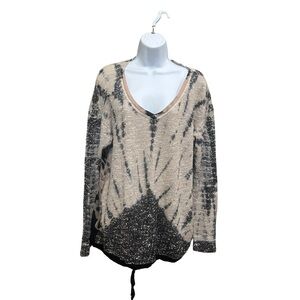 Tribal Jeans Long Sleeve Nubby Fabric Crepe Drawstring Waist Top Size M